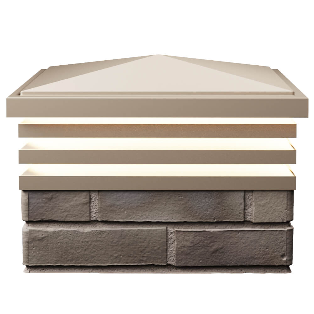 Колпак Zking Бона ХайТек Бежевый на столб 1.5х1.5 кирпича (385х385мм) с подсветкой в Махачкале фото