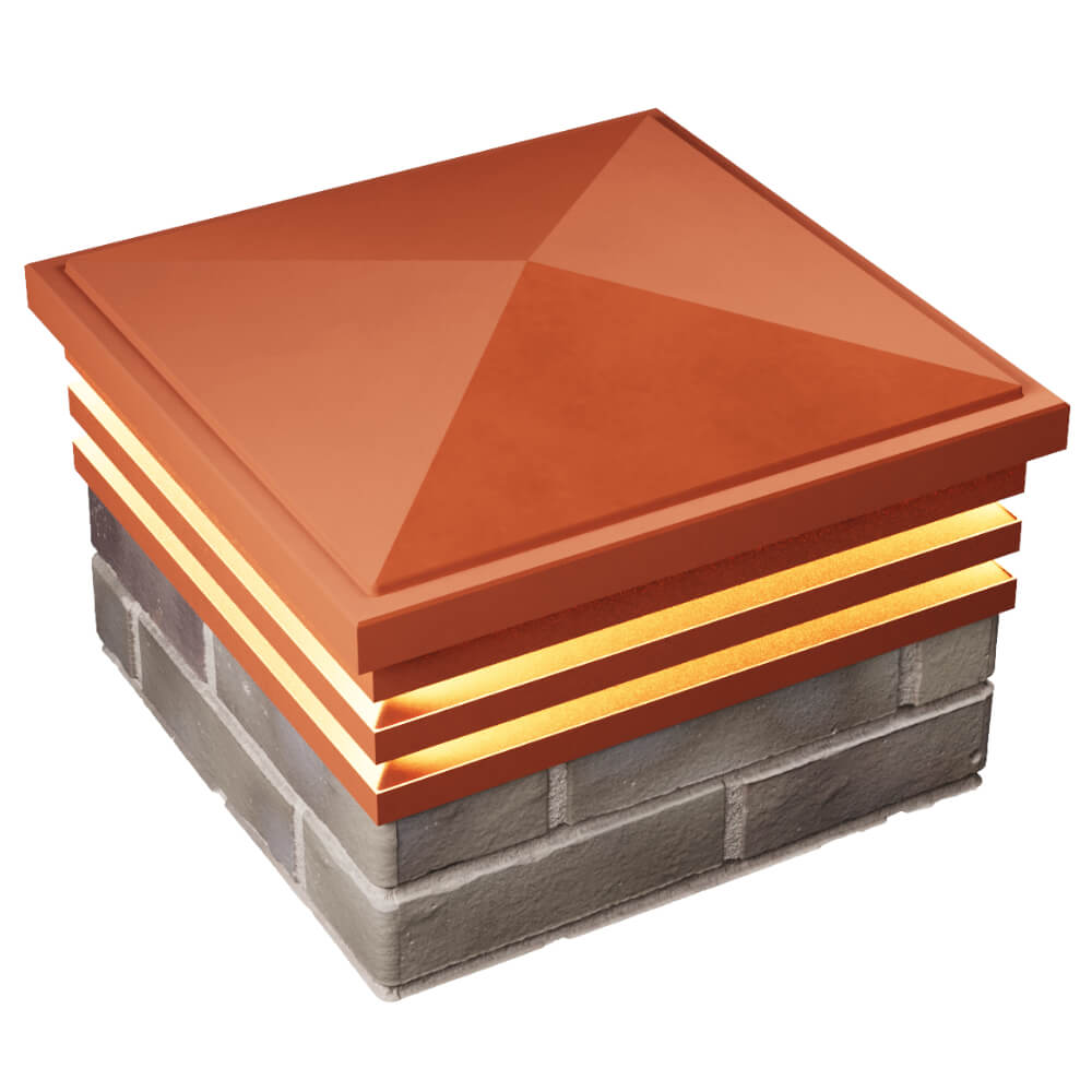 Колпак Zking Бона ХайТек Красный на столб 1.5х1.5 кирпича (385х385мм) с подсветкой в Махачкале фото