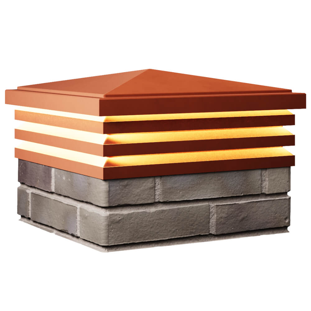 Колпак Zking Бона ХайТек Красный на столб 1.5х1.5 кирпича (385х385мм) с подсветкой в Махачкале фото