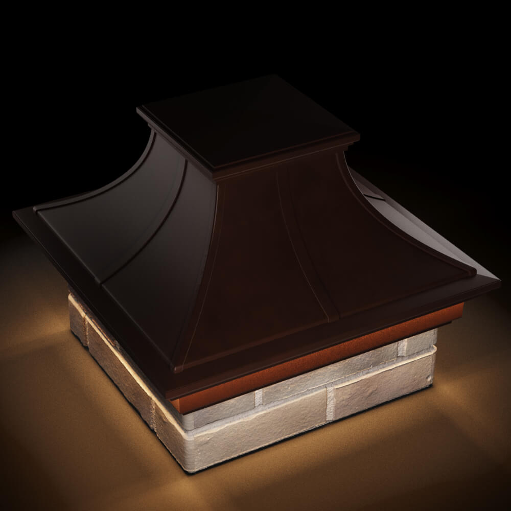 Колпак Zking Монблан Премиум Коричневый на столб 1.5х1.5 кирпича (385х385мм) с подсветкой в Махачкале фото