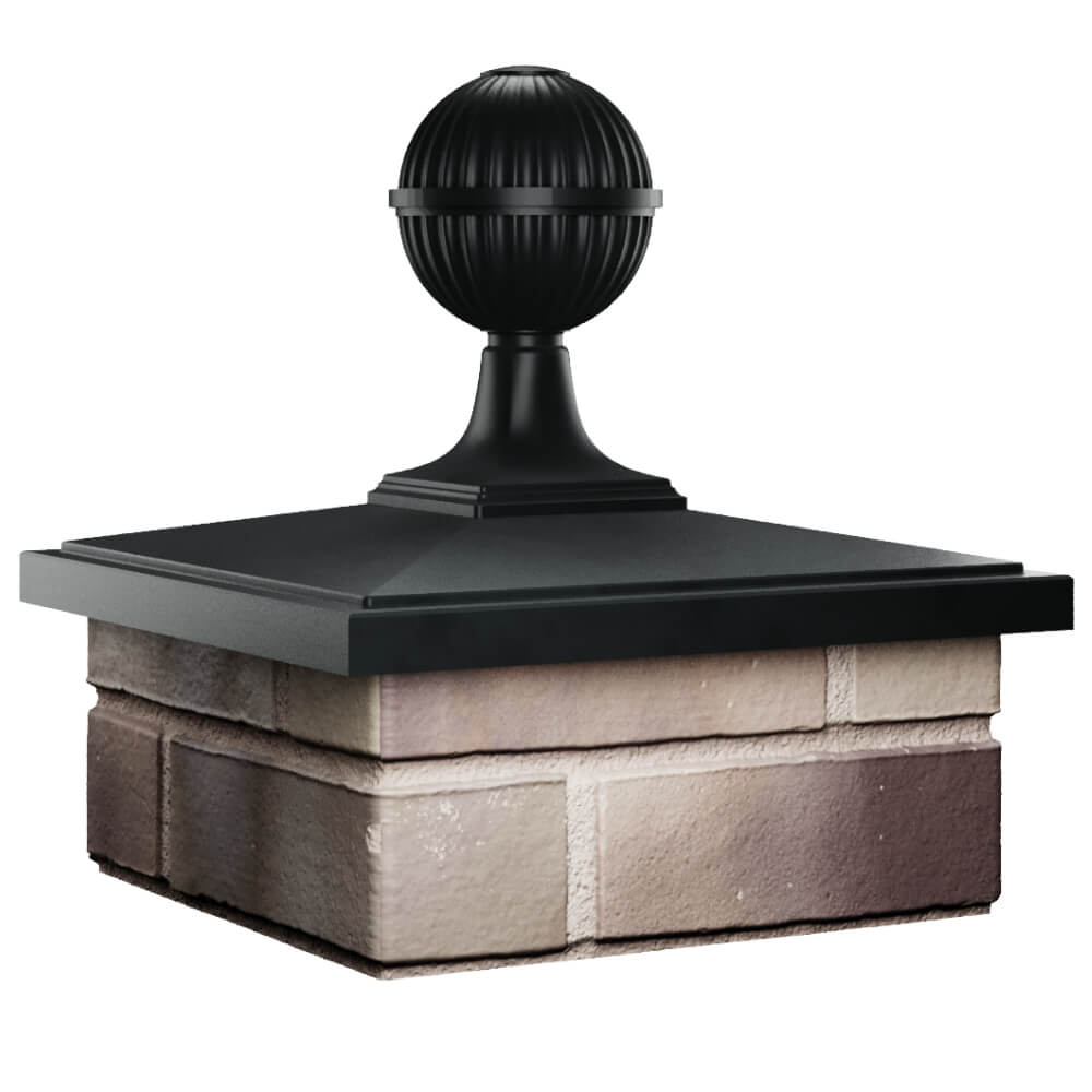 Колпак Zking БонаМоно Черный с шаром на столб 1.5х1.5 кирпича (385х385, 400х400мм) в сборе в Махачкале фото