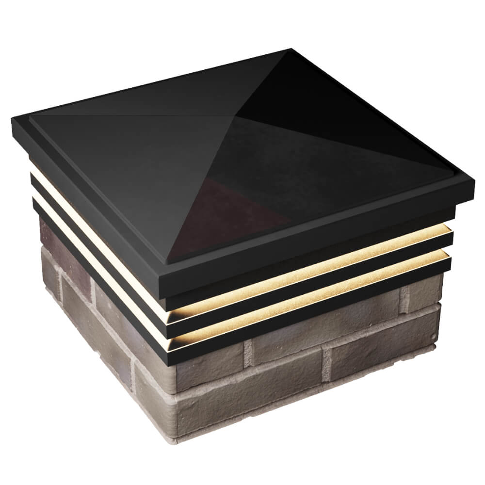 Колпак Zking Бона ХайТек Черный на столб 1.5х1.5 кирпича (385х385мм) с подсветкой в Махачкале фото