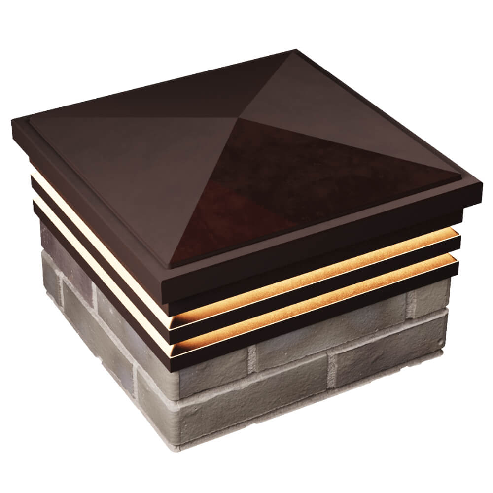 Колпак Zking Бона ХайТек Коричневый на столб 1.5х1.5 кирпича (385х385мм) с подсветкой в Махачкале фото