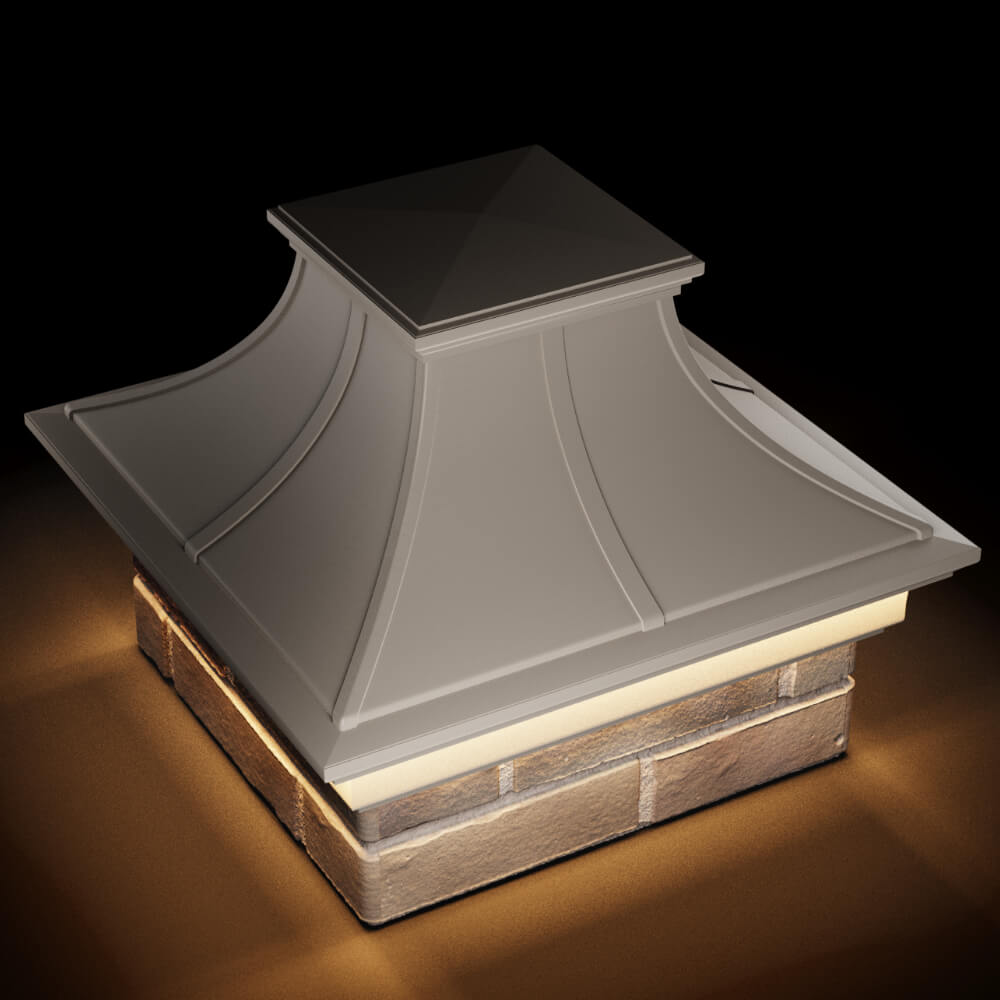 Колпак Zking Монблан Премиум Бежевый на столб 1.5х1.5 кирпича (385х385мм) с подсветкой в Махачкале фото