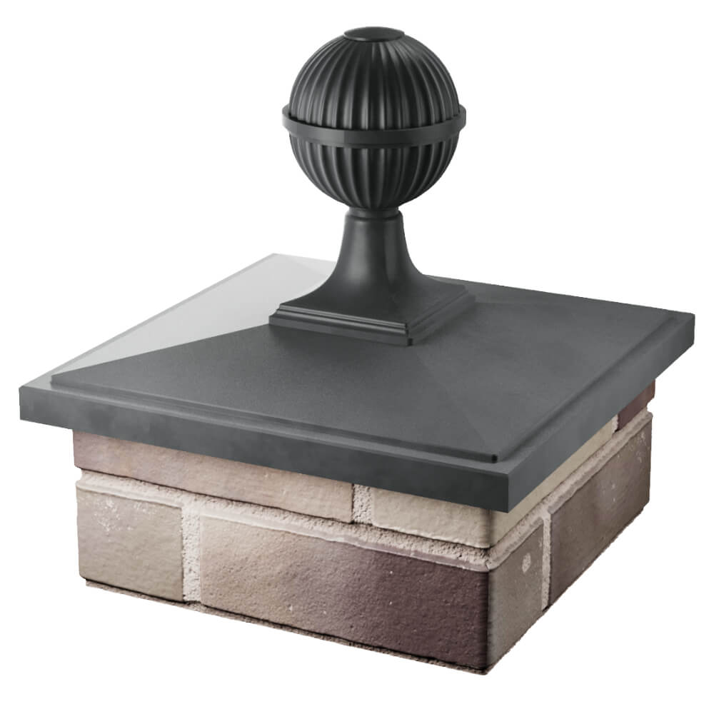 Колпак Zking БонаМоно Серый с шаром на столб 1.5х1.5 кирпича (385х385, 400х400мм) в сборе в Махачкале фото
