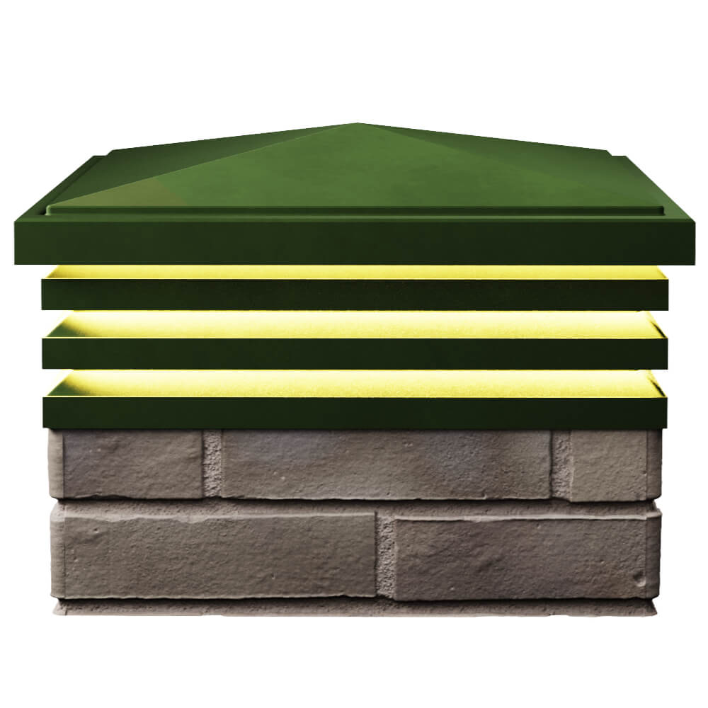 Колпак Zking Бона ХайТек Зеленый на столб 1.5х1.5 кирпича (385х385мм) с подсветкой в Махачкале фото