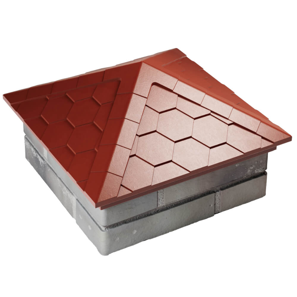 Колпак Zking Эверест Красный на столб 1.5х1.5 кирпича (390х390мм) в Махачкале фото