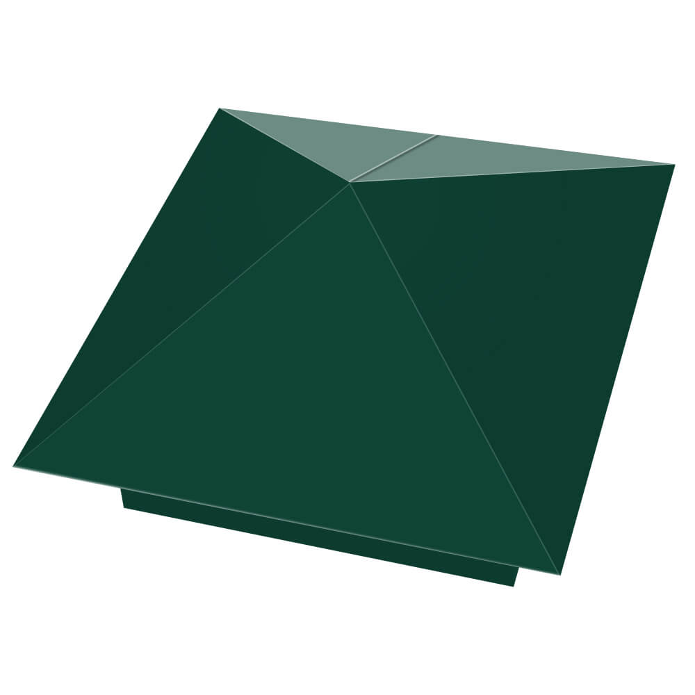 Колпак металлический 390х390мм RAL6005 Зеленый Мох заборный Махачкала фото