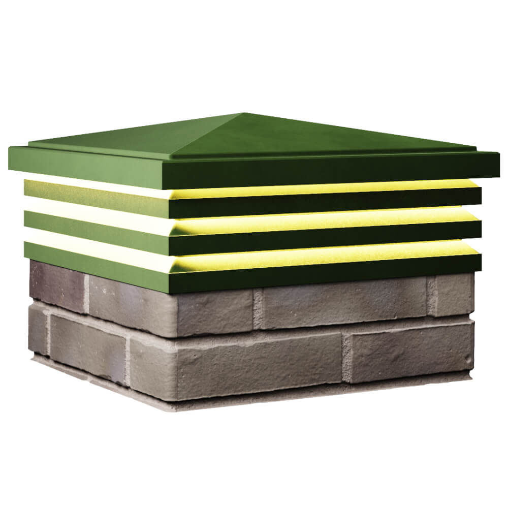 Колпак Zking Бона ХайТек Зеленый на столб 1.5х1.5 кирпича (385х385мм) с подсветкой в Махачкале фото