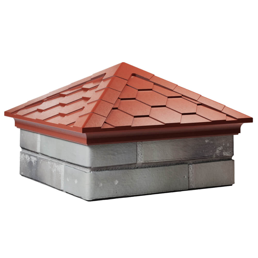 Колпак Zking Эверест Красный на столб 1.5х1.5 кирпича (390х390мм) в Махачкале фото