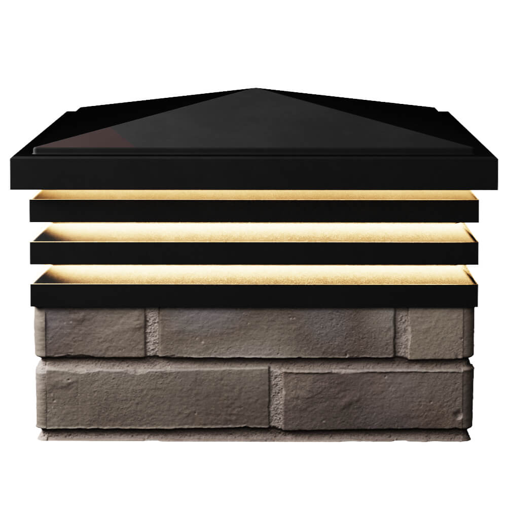 Колпак Zking Бона ХайТек Черный на столб 1.5х1.5 кирпича (385х385мм) с подсветкой в Махачкале фото