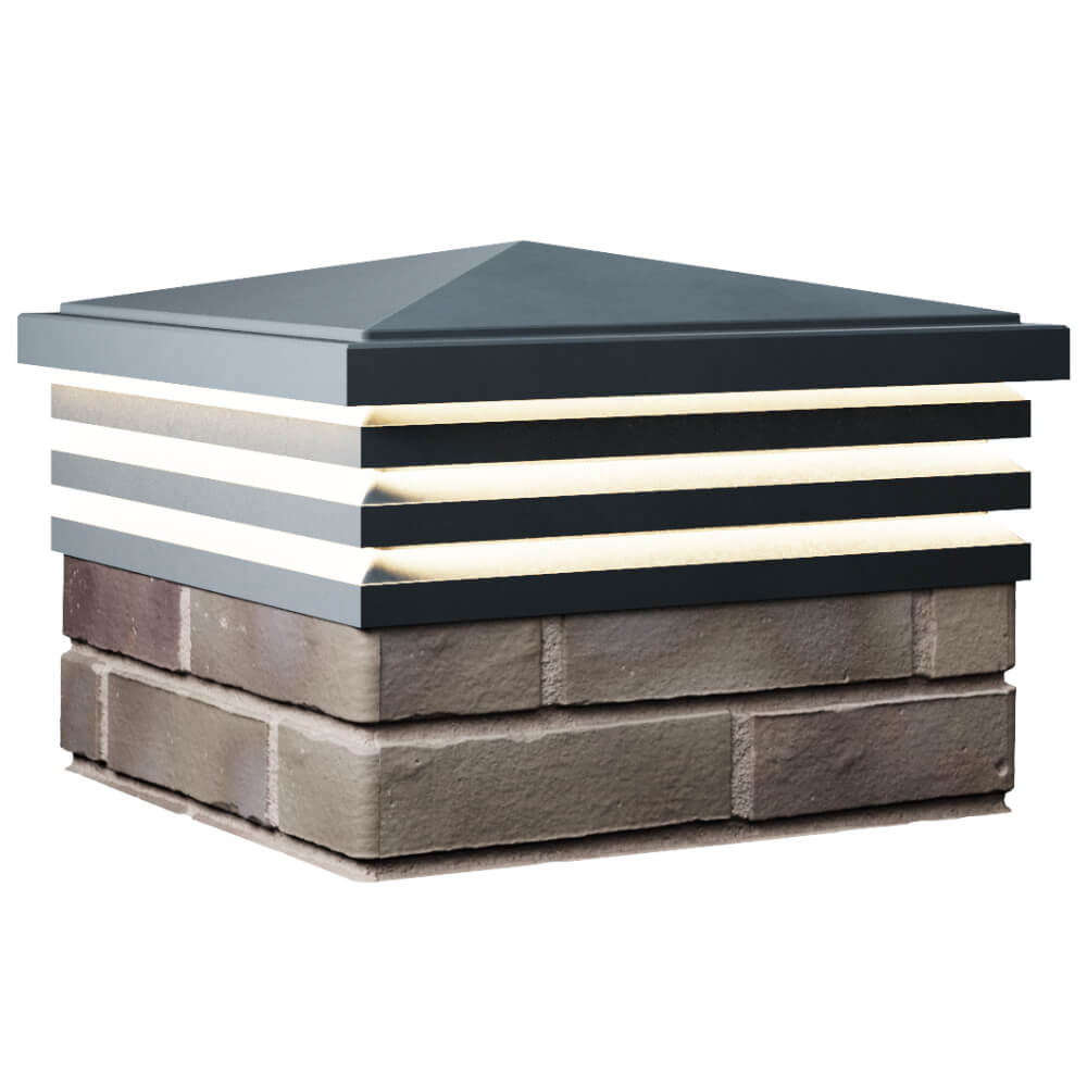 Колпак Zking Бона ХайТек Серый на столб 1.5х1.5 кирпича (385х385мм) с подсветкой в Махачкале фото