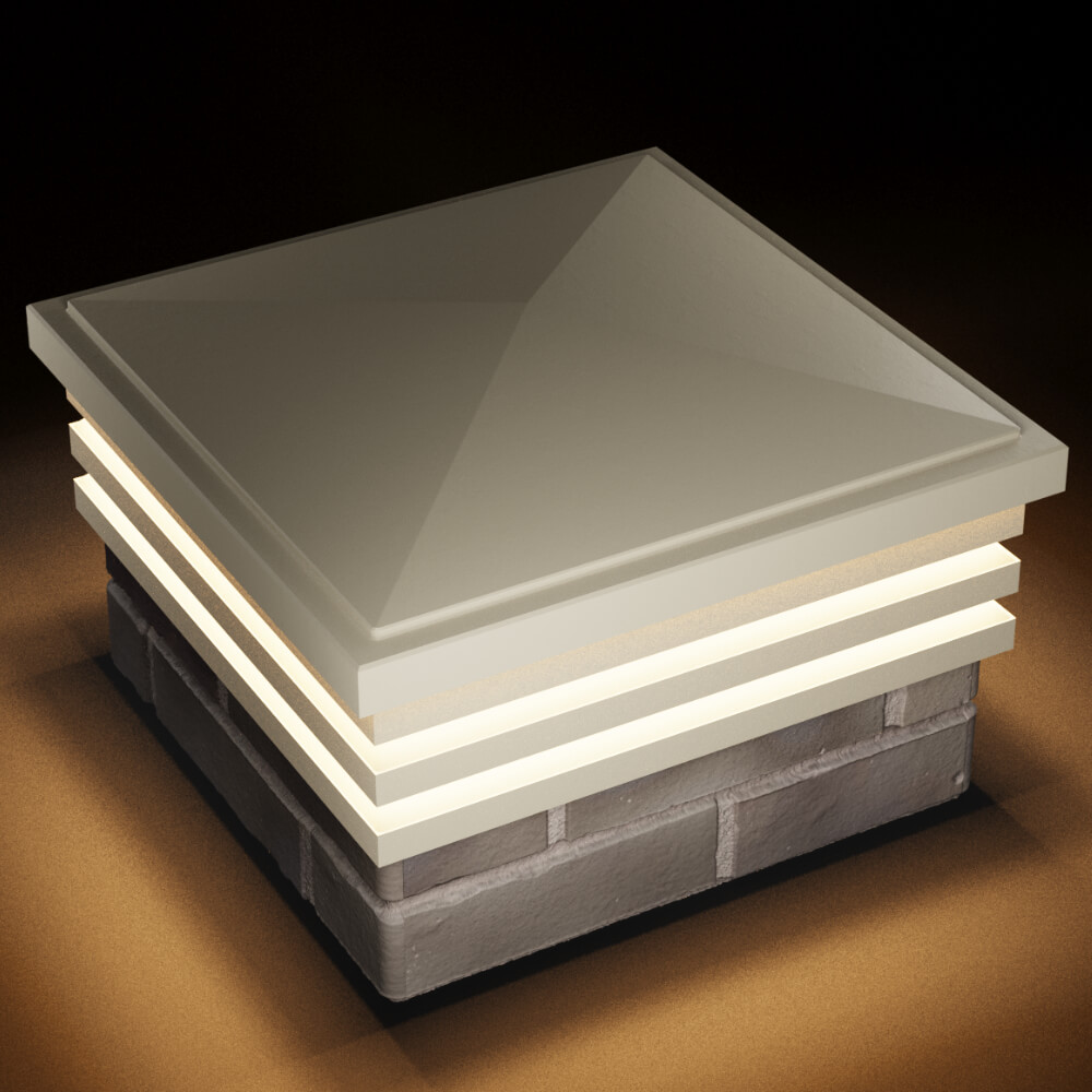 Колпак Zking Бона ХайТек Бежевый на столб 1.5х1.5 кирпича (385х385мм) с подсветкой в Махачкале фото