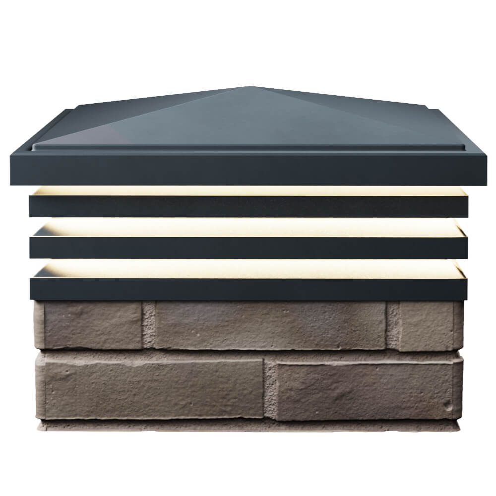 Колпак Zking Бона ХайТек Серый на столб 1.5х1.5 кирпича (385х385мм) с подсветкой в Махачкале фото