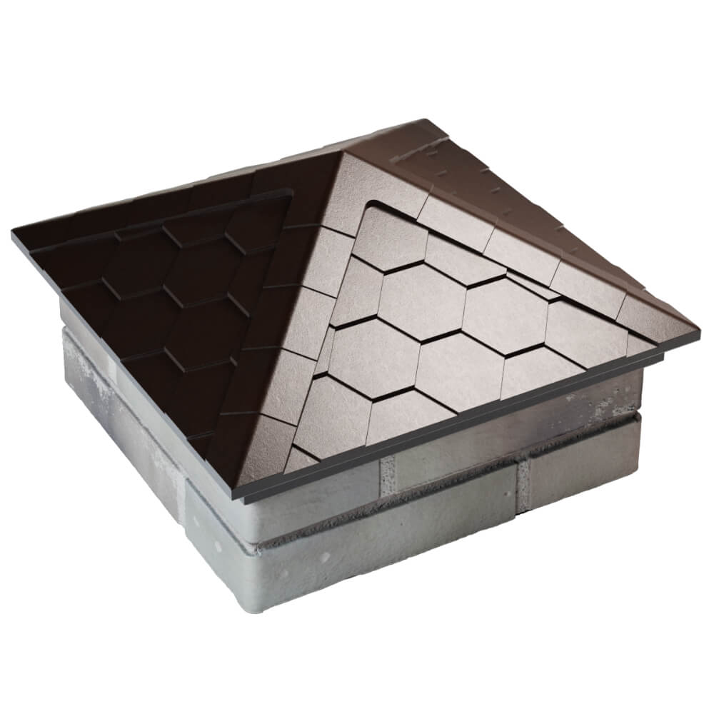 Колпак Zking Эверест Коричневый на столб 1.5х1.5 кирпича (390х390мм) в Махачкале фото