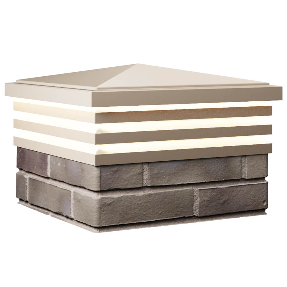 Колпак Zking Бона ХайТек Бежевый на столб 1.5х1.5 кирпича (385х385мм) с подсветкой в Махачкале фото