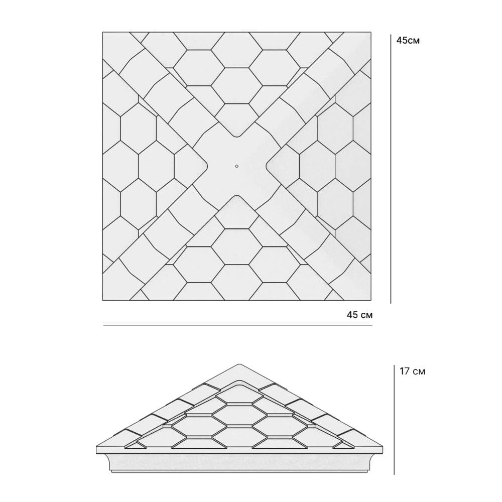 Колпак Zking Эверест Серый на столб 1.5х1.5 кирпича (390х390мм) в Махачкале фото