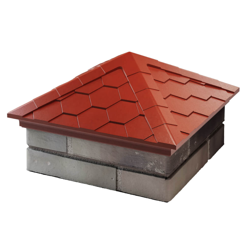 Колпак Zking Эверест Красный на столб 1.5х1.5 кирпича (390х390мм) в Махачкале фото