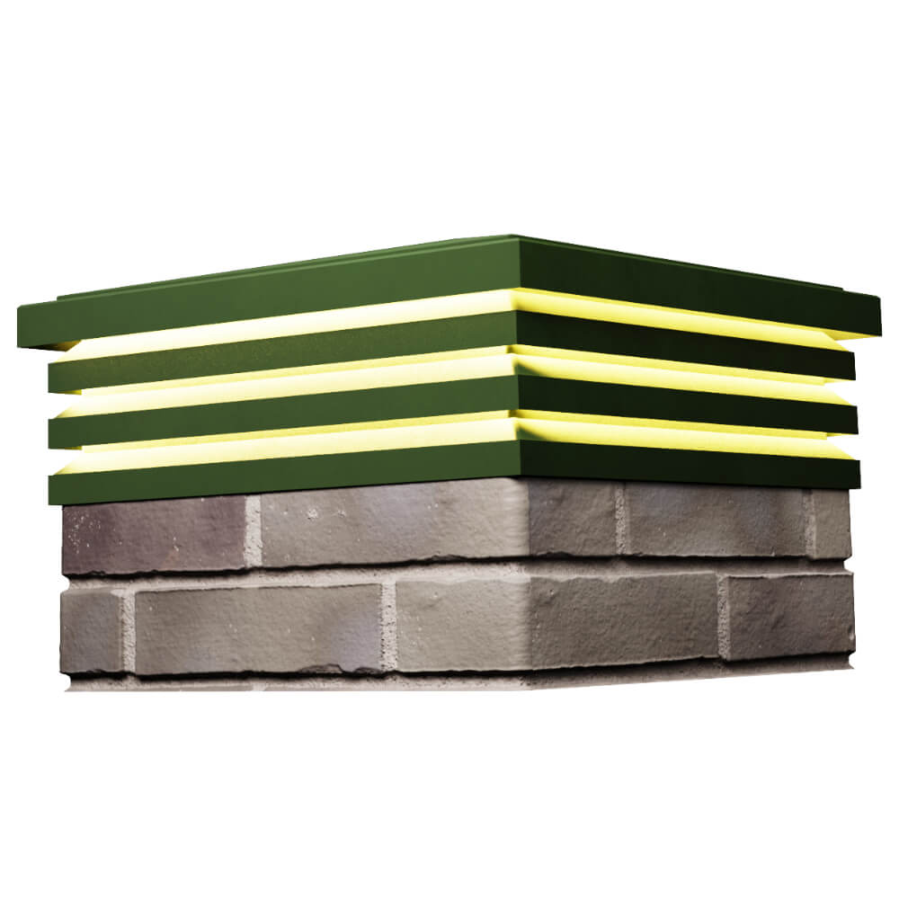 Колпак Zking Бона ХайТек Зеленый на столб 1.5х1.5 кирпича (385х385мм) с подсветкой в Махачкале фото