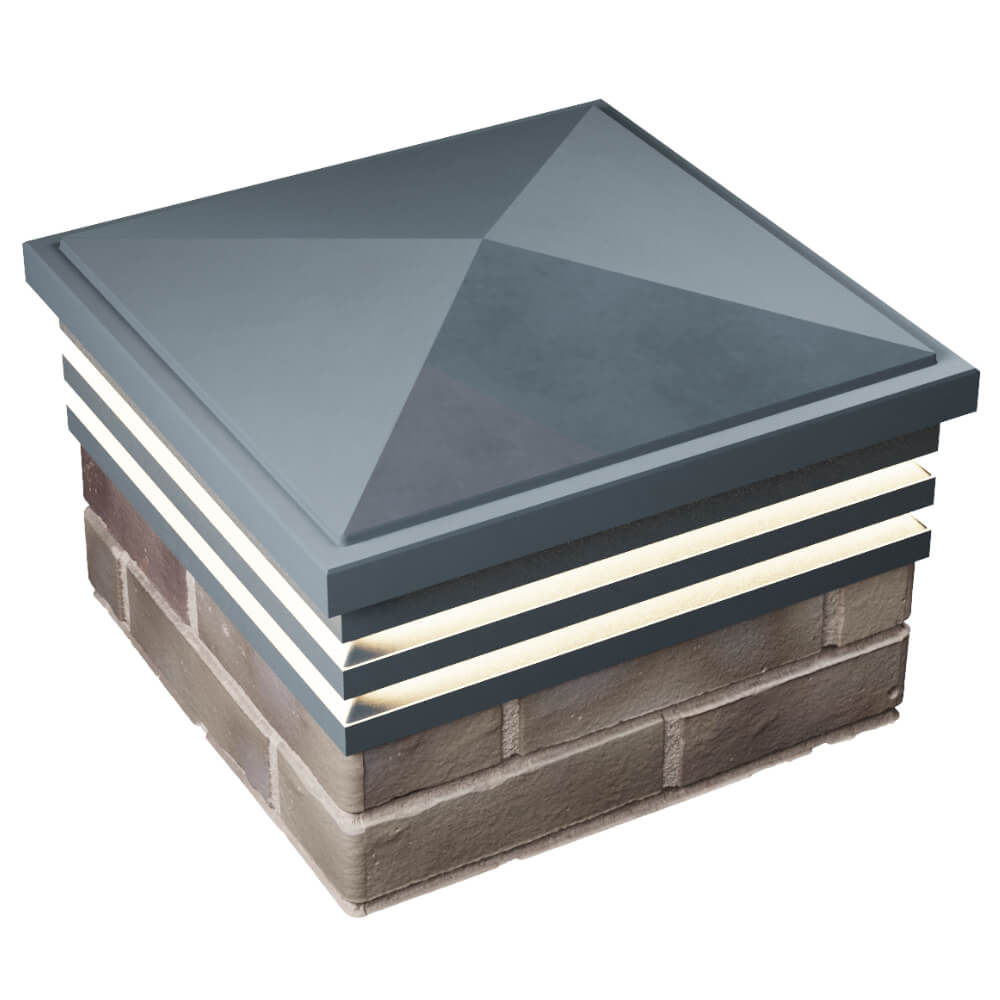 Колпак Zking Бона ХайТек Серый на столб 1.5х1.5 кирпича (385х385мм) с подсветкой в Махачкале фото