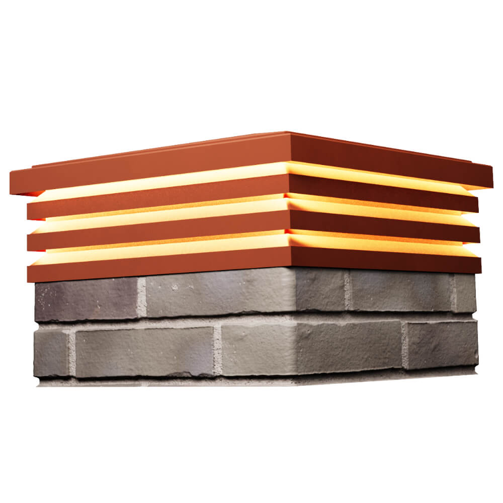 Колпак Zking Бона ХайТек Красный на столб 1.5х1.5 кирпича (385х385мм) с подсветкой в Махачкале фото