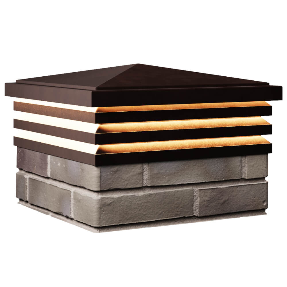 Колпак Zking Бона ХайТек Коричневый на столб 1.5х1.5 кирпича (385х385мм) с подсветкой в Махачкале фото