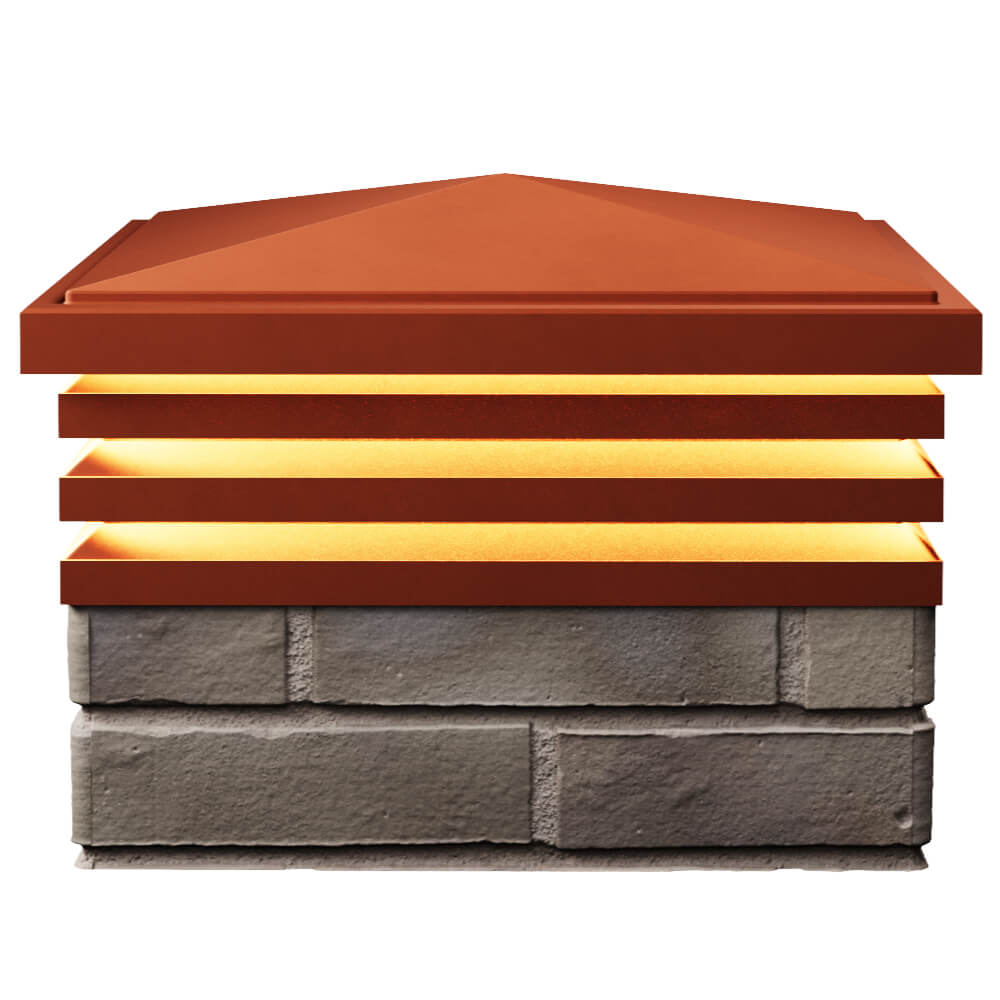 Колпак Zking Бона ХайТек Красный на столб 1.5х1.5 кирпича (385х385мм) с подсветкой в Махачкале фото